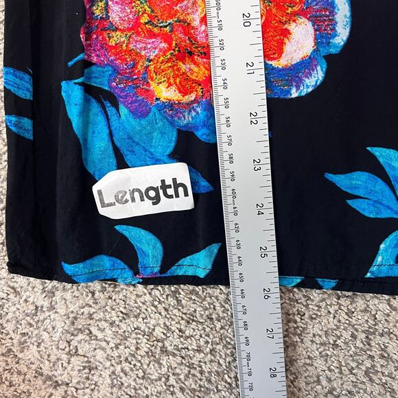 MAEVE Women's‎ 4 Black Floral Woodland Walk Button Front Tropical Resort Blouse - Picture 8 of 9